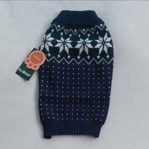 Kouser  Pet Sweater  Navy White DIiamons Snowflakes Chirmas Size M‎
